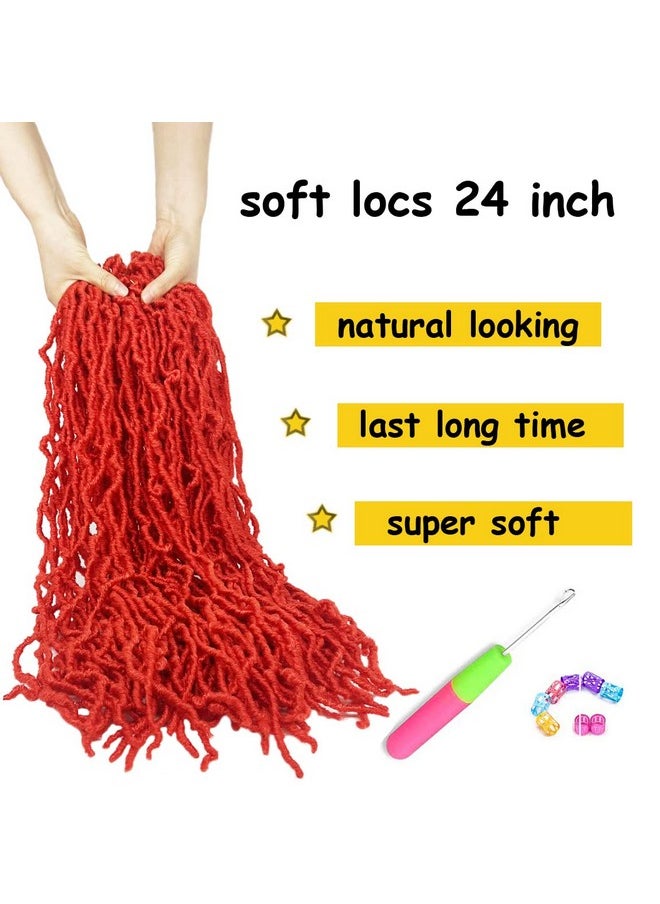 ENBEAUTIFUL - Soft Locs 24 Inch 7 Pack Red Color Faux Locs Crochet Hair Prelooped Locs Synthetic Crochet Braids Hair Extensions For Black Women (24Inch 7Packs Red) - Image 1