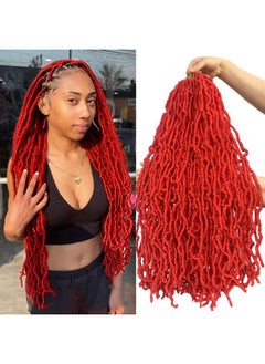 Soft Locs 24 Inch 7 Pack Red Color Faux Locs Crochet Hair Prelooped Locs Synthetic Crochet Braids Hair Extensions For Black Women (24Inch 7Packs Red)