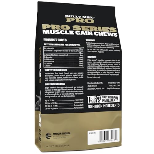 Bully Max 11-in-1 Muscle Gain Power Chews - High Protein Dog Supplement with Amino Acids - Healthy Treats for Puppy & Adult Dogs - Premium Muscle Builder for All Breeds - 75 Tasty Soft Dog Chews - Image 2