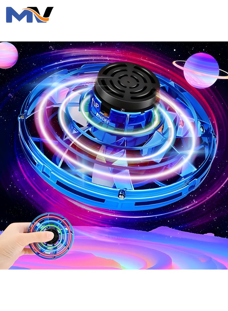 MAGIC VAULT ألعاب فلاينج سبينر، طائرة بدون طيار صغيرة يتم التحكم فيها يدويًا، سبينر فيدجيت بوميرانج بإضاءة RGB، طائرة بدون طيار تدور 360 درجة، ألعاب الفضاء الطائر هدية للأطفال البالغين في الهواء الطلق في الداخل (أزرق) - Image 1