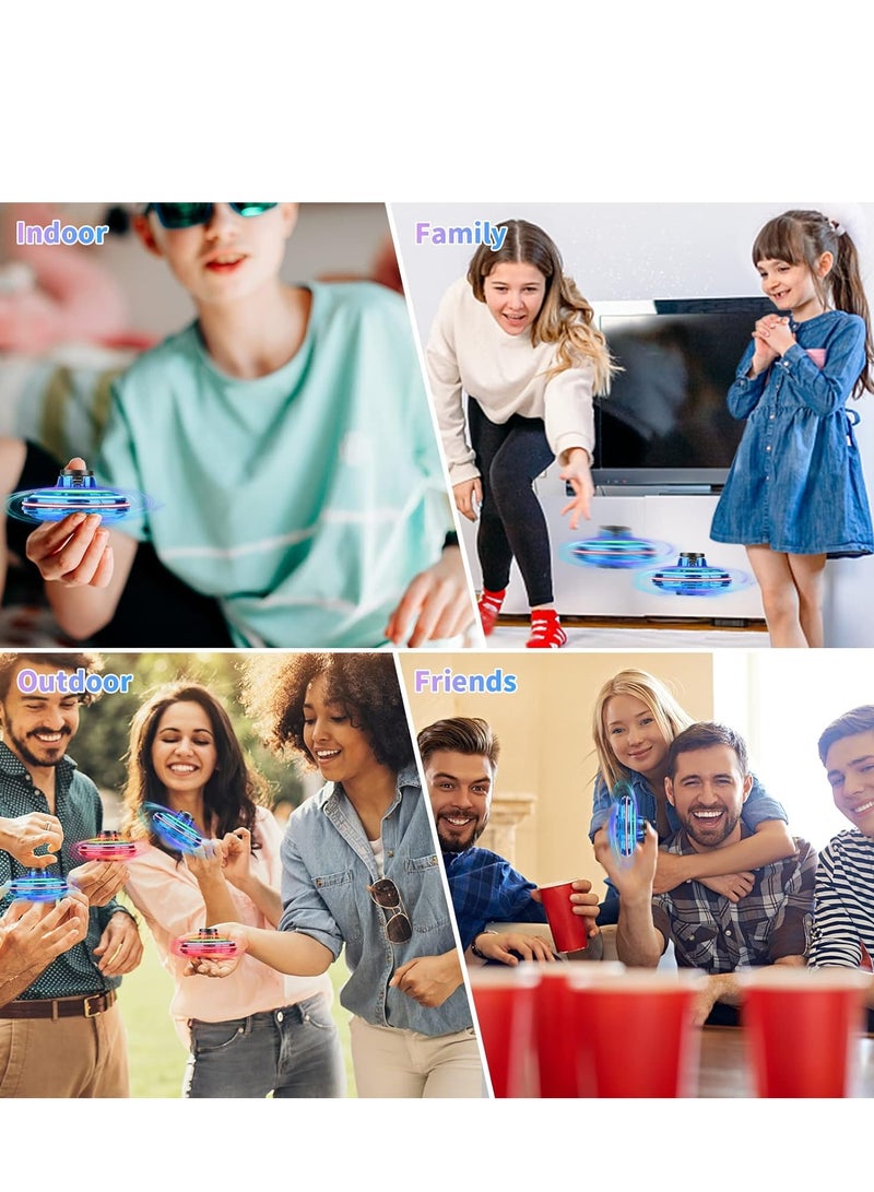 MAGIC VAULT ألعاب فلاينج سبينر، طائرة بدون طيار صغيرة يتم التحكم فيها يدويًا، سبينر فيدجيت بوميرانج بإضاءة RGB، طائرة بدون طيار تدور 360 درجة، ألعاب الفضاء الطائر هدية للأطفال البالغين في الهواء الطلق في الداخل (أزرق) - Image 4