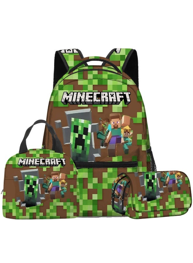 The new Minecraft backpack, pencil case, satchel, three-piece suit, men's and women's leisure sports travel backpack, student school backpack