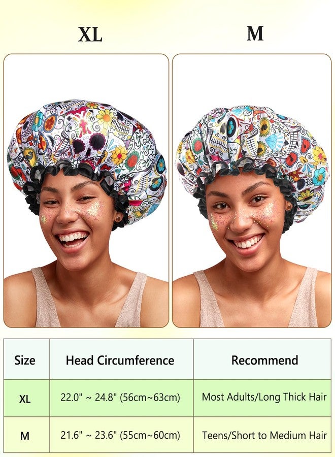 mikimini Shower Cap for Women Reusable Waterproof, Extra Large Hair Cap for Shower with Double Layers, Stylish Vibrant Designed Shower Bonnet for Long Thick Hair - Image 2