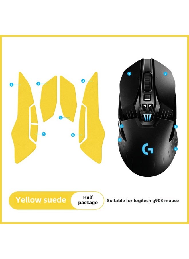 Generic - Mouse Anti-Slip Sticker Logitech G903 Special Side Absorbent Sticker HeroLOL Sticker G900 Film Color Change Full Bag-Color: Yellow Suede Anti-slip Stickers ] - Image 1