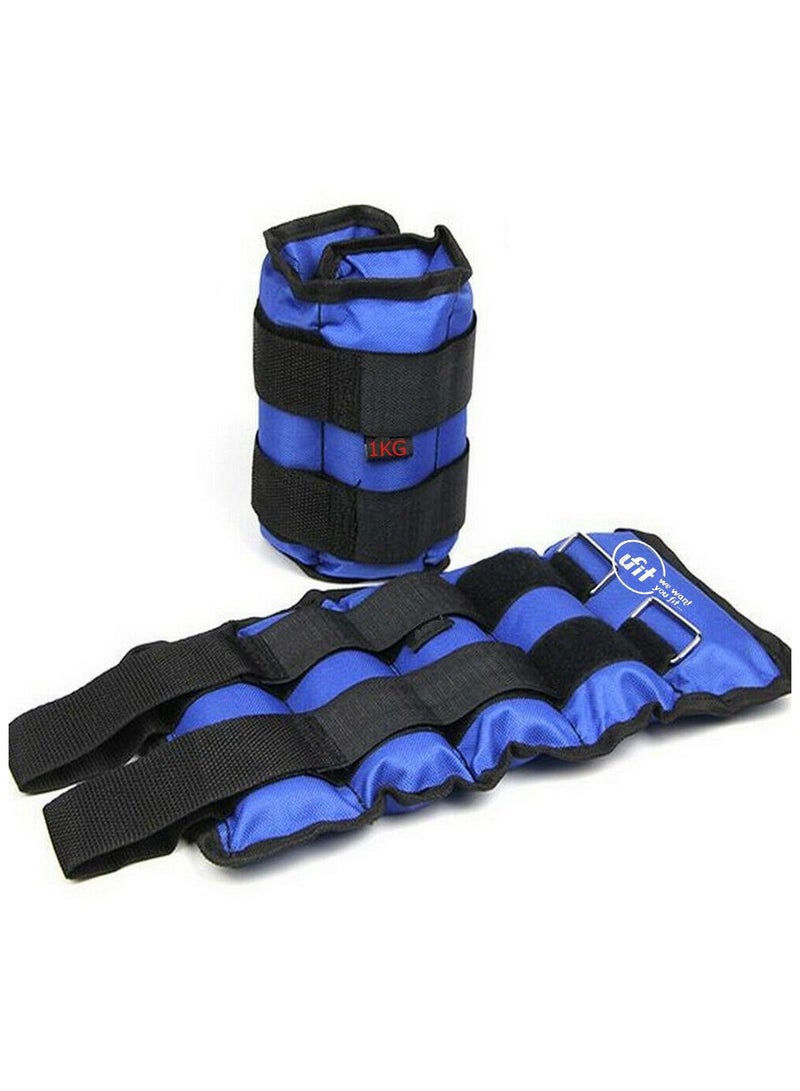 UFIT Double Ankle & Wrist Sand Weights With Carry Bag, Blue 2KG (1KG×2PCS) - Image 3