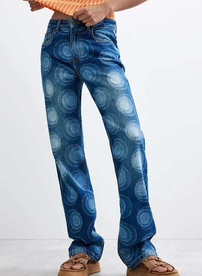 Desigual Blue Printed Slim Jeans for Women | Best Price UAE