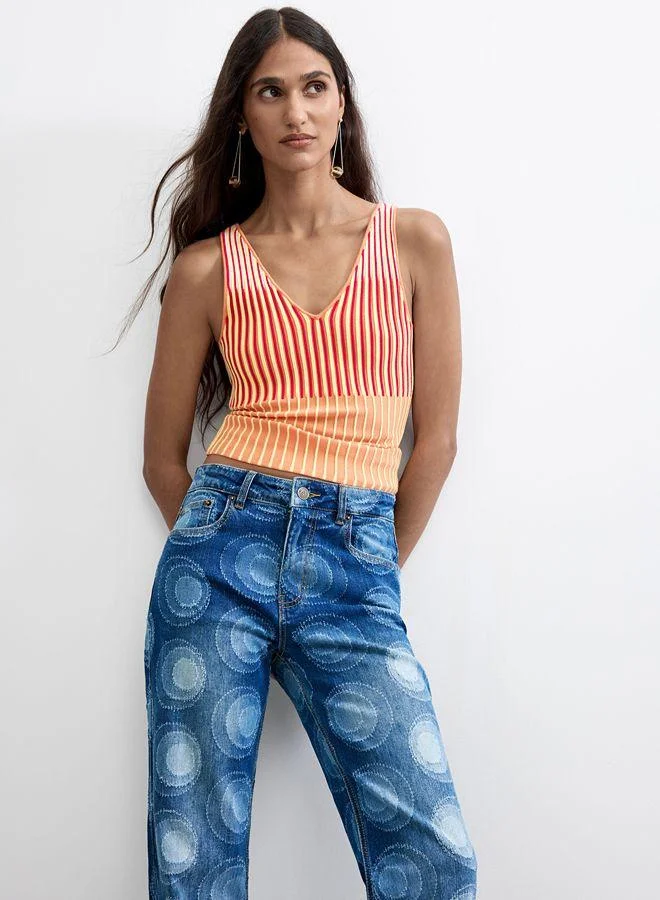 Desigual Blue Printed Slim Jeans for Women | Best Price UAE