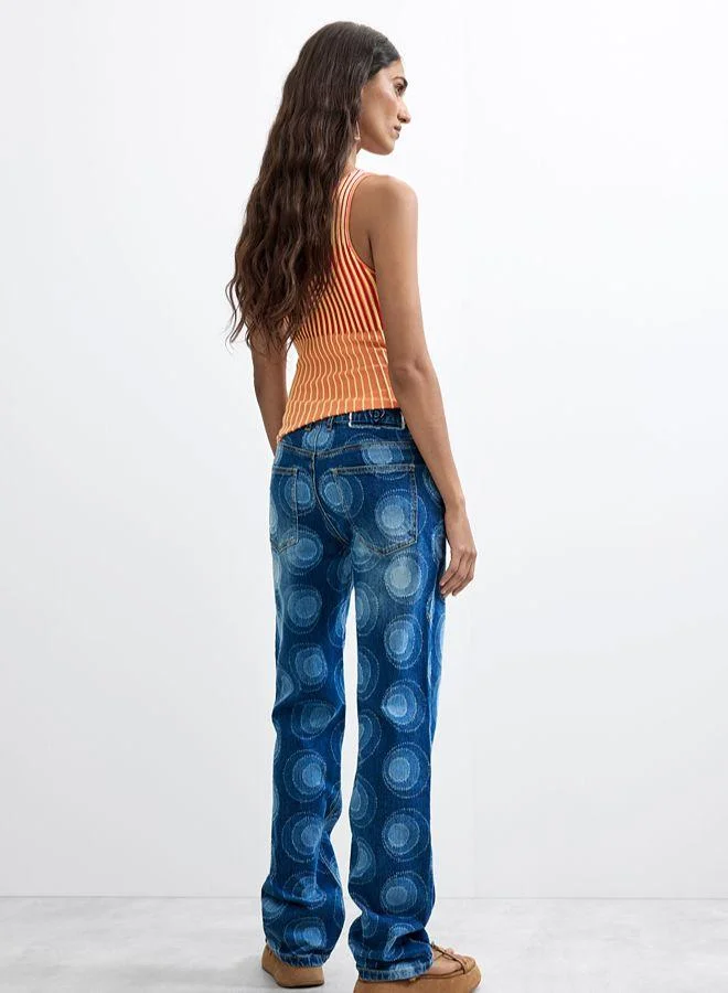 Desigual Blue Printed Slim Jeans for Women | Best Price UAE