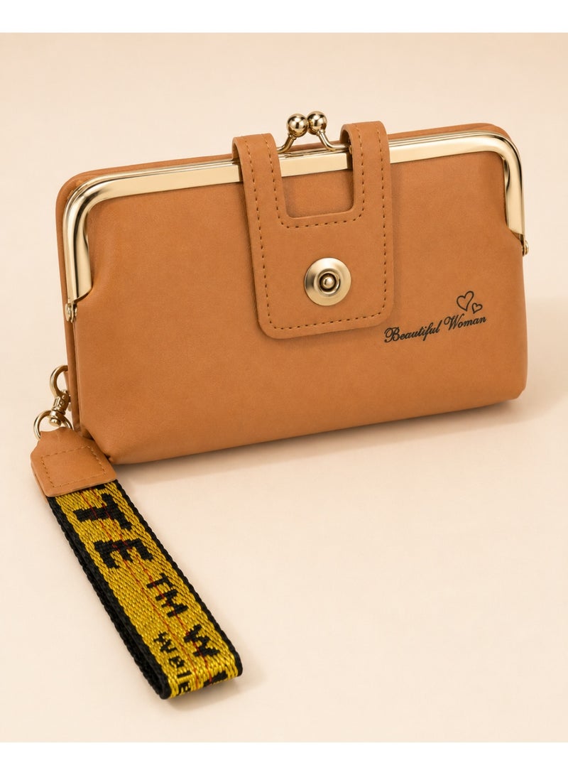 zoba Women's faux leather handbag with a classic design, snap closure, and carrying strap - Havana - Image 5