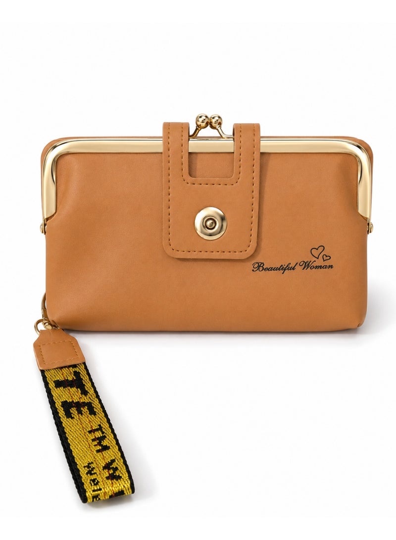 zoba Women's faux leather handbag with a classic design, snap closure, and carrying strap - Havana - Image 4