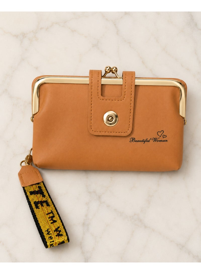 zoba Women's faux leather handbag with a classic design, snap closure, and carrying strap - Havana - Image 3