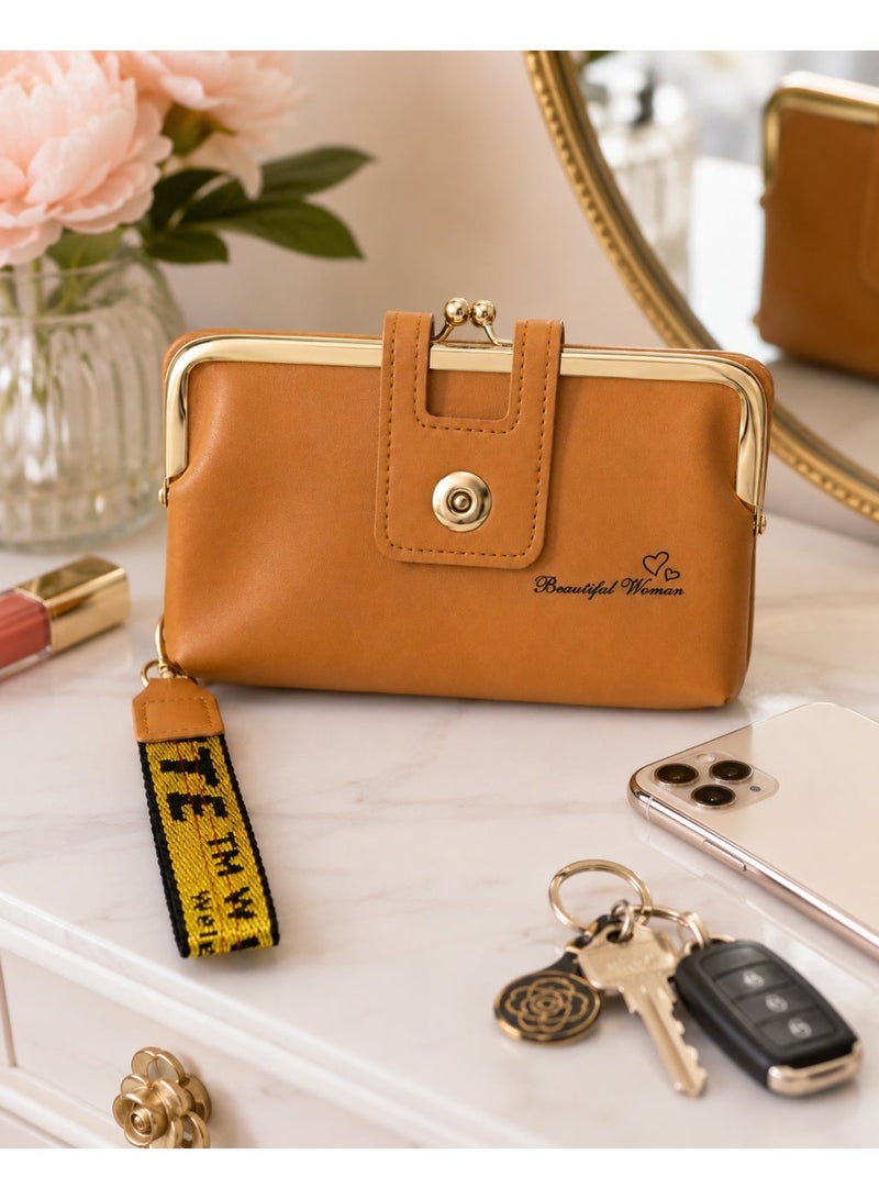zoba Women's faux leather handbag with a classic design, snap closure, and carrying strap - Havana - Image 1