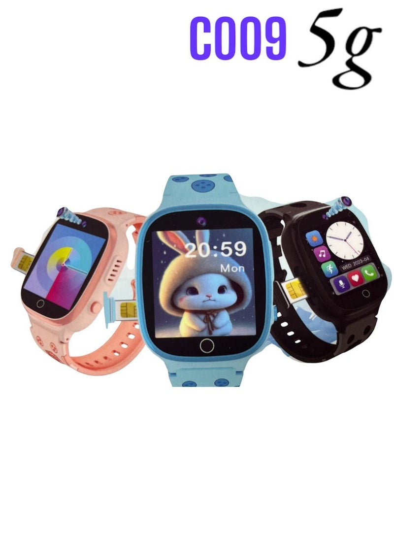 Smartbarry - 5G C009 Smart Kids Watch Series with GPS and Sim Card Slot and Two Way Call and SOS Alarm and Camera - BLACK - Image 1