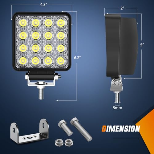 Nilight Ranger Backup Light 48W Flood Reverse Rear Lights Tractor LED Pod Lighting Plug and Play Kit Compatible with Polaris Ranger 1000 XP Crew 2018 2019 2020 2021 2022 2023 2024 - Image 3