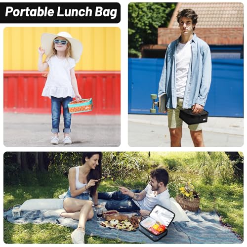 MIER Portable Thermal Insulated Cooler Bag Mini Lunch Bag for Kids, Black - Image 5