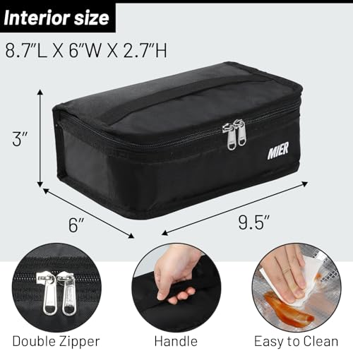 MIER Portable Thermal Insulated Cooler Bag Mini Lunch Bag for Kids, Black - Image 3