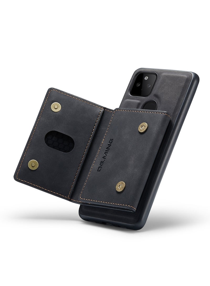 ديجمينغ كيس مي جراب حماية خلفي من الجلد الممتاز من دي جي. مينج، مزود بمحفظة كروت ثلاثية الطي مغناطيسية قابلة للفصل ومتوافق مع موبايل جوجل بيكسل 5 ايه 5 جي بلون اسود - Image 4
