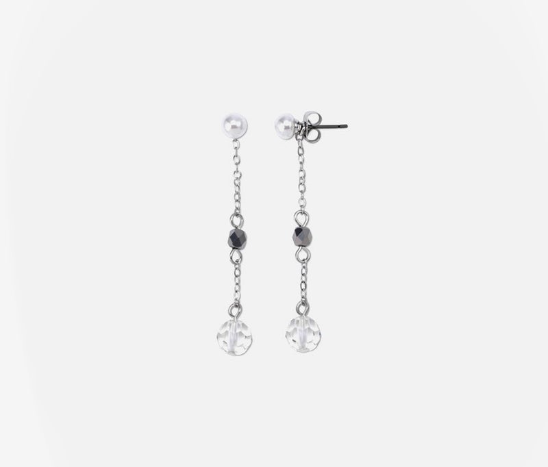 Tchibo Women Glass Pearls And Glass Crystals Earrings, Silver  - Image 2