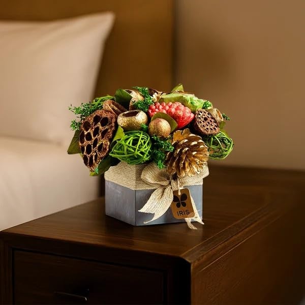 IRIS Dry Flower Table top is Handcrafted Potpourri Arrangement, an Ideal Tabletop Centerpiece. Ideal for Both Home and Office. Fragrance: Romance - Image 4