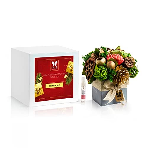 IRIS Dry Flower Table top is Handcrafted Potpourri Arrangement, an Ideal Tabletop Centerpiece. Ideal for Both Home and Office. Fragrance: Romance - Image 1