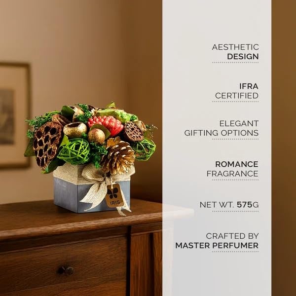 IRIS Dry Flower Table top is Handcrafted Potpourri Arrangement, an Ideal Tabletop Centerpiece. Ideal for Both Home and Office. Fragrance: Romance - Image 5