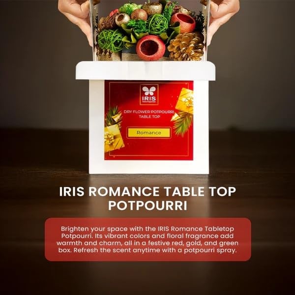 IRIS Dry Flower Table top is Handcrafted Potpourri Arrangement, an Ideal Tabletop Centerpiece. Ideal for Both Home and Office. Fragrance: Romance - Image 2