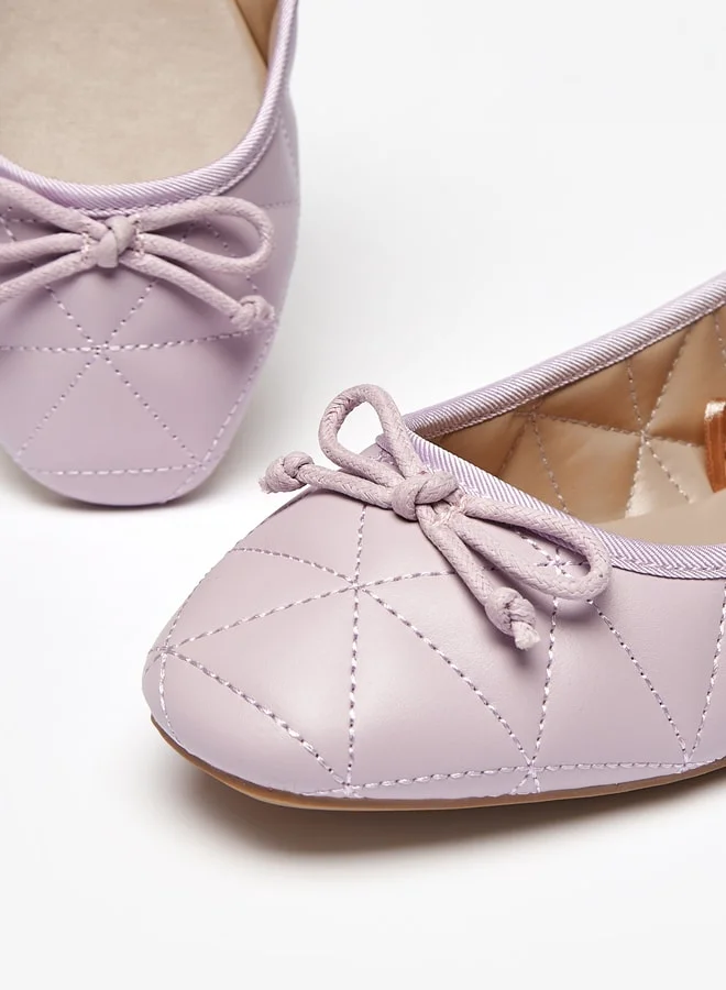 Celeste Women's Quilted Round Toe Ballerinas with Bow Applique