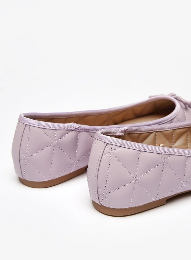 Celeste Women's Quilted Round Toe Ballerinas with Bow Applique