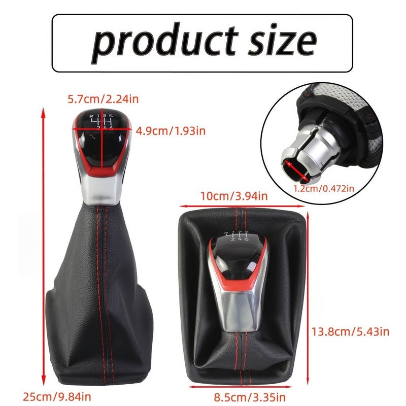 Red 6 Speed Car Shift Knob Compatible with A4 S4 B8 8K A5 8T Q5 8R S Line 2007-2014 2015 - Image 3