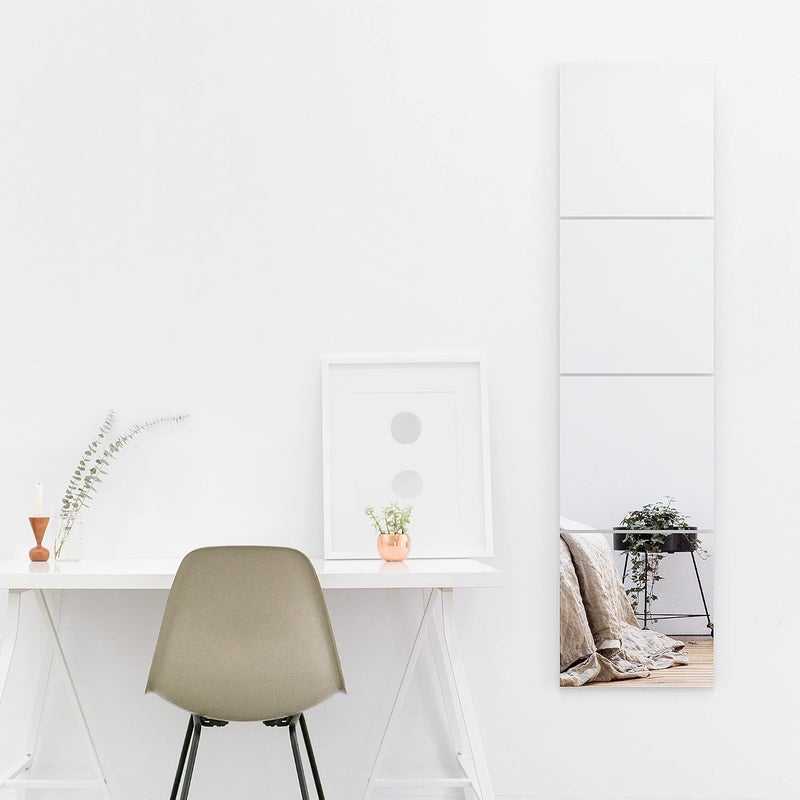 EDGEWOOD Frameless Wall Mirror Tiles Stick Full Length Glass for Door, Living Room, Bedroom, Home Gym, 11.5"x11.5" - 8PCS - Image 4