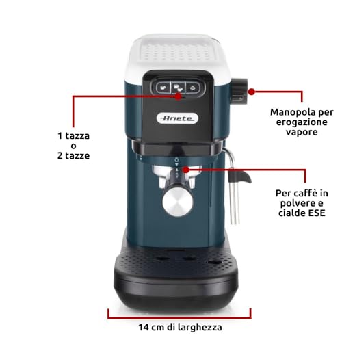Ariete 1399 Espresso Coffee Machine by Delonghi| Espresso, Cappuccino, Latte & More Recipe Options| Coffee Maker Machine for Home | 15 Bar Pressure, 1300 W| Espresso machines| 2-Years warranty (White) - Image 2