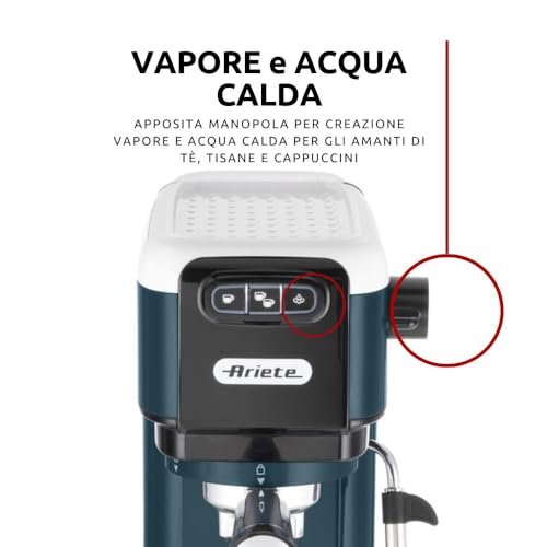 Ariete 1399 Espresso Coffee Machine by Delonghi| Espresso, Cappuccino, Latte & More Recipe Options| Coffee Maker Machine for Home | 15 Bar Pressure, 1300 W| Espresso machines| 2-Years warranty (White) - Image 3