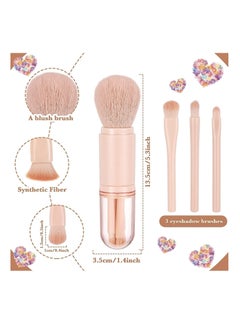 Furtey Retractable Makeup Brush Set, 4 in 1 Portable Travel Lip Brush, Highlight Brush, Eyeshadow Brush, Foundation Blending Powder Brush Mini Facial Cosmetic Makeup Brush  - Image 2