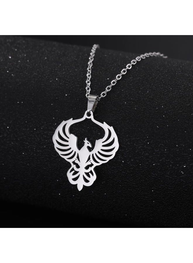 VASSAGO Rising Phoenix Necklace for Women Stainless Steel Phoenix Fire Bird Pendant Necklace for Men Trendy Jewelry Gifts - Image 2