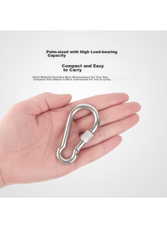 Golmud Geermu 10cm Spring Hook With Lock, Carabiner, Dog Leash Clip, Safety Hook, Steel Wire Rope Key Hook, X2 Pieces - Image 3