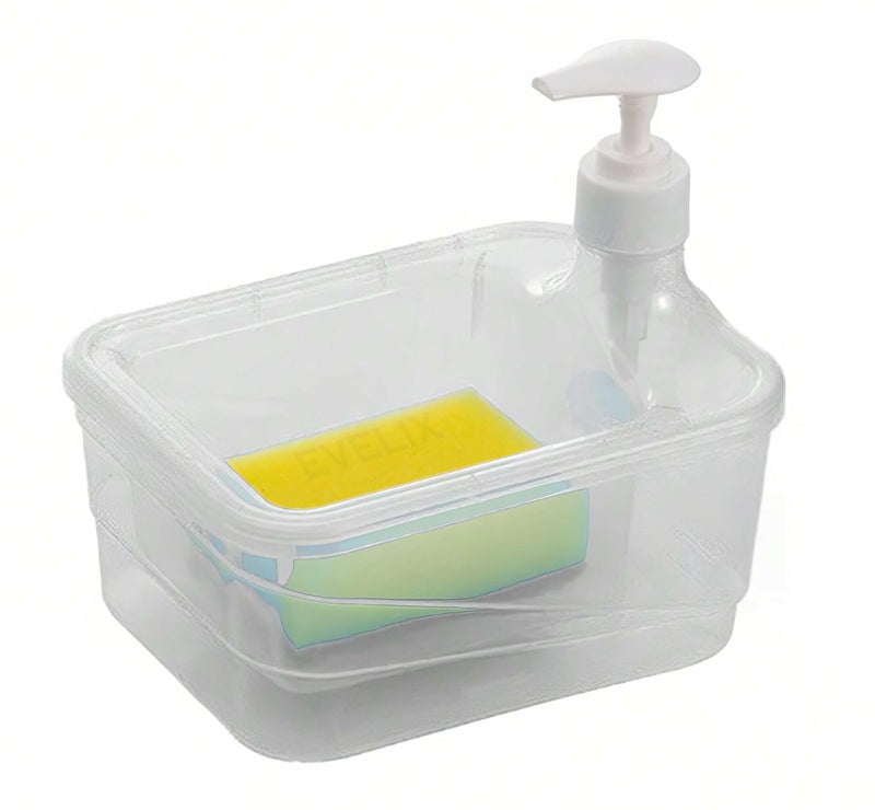 DOOMSDAY Liquid Soap Dispenser 2 in 1 Liquid Pump for Kitchen Countertop Dish Washing with Sponge Gadgets Dishwashing Container Multipurpose Compact Pump Bottle Multicolor (Rectangular) - Image 3