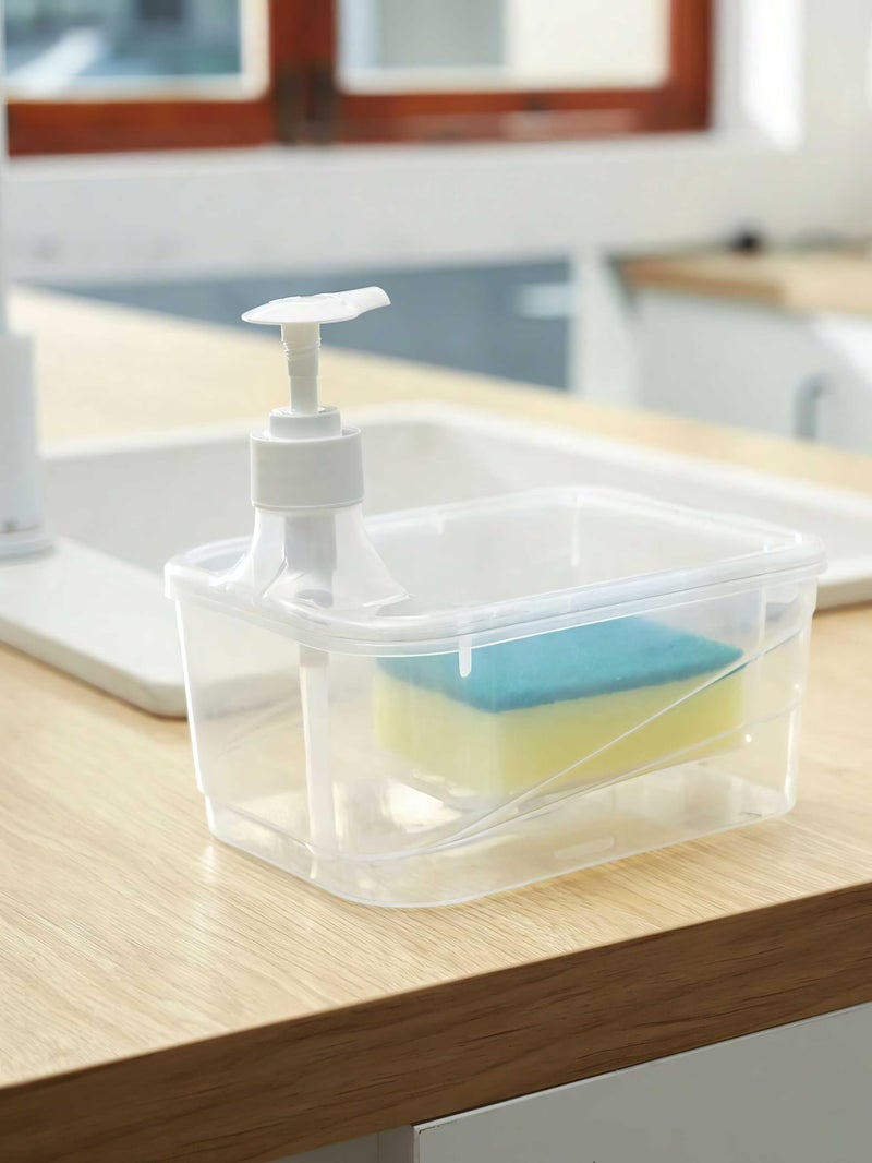 DOOMSDAY Liquid Soap Dispenser 2 in 1 Liquid Pump for Kitchen Countertop Dish Washing with Sponge Gadgets Dishwashing Container Multipurpose Compact Pump Bottle Multicolor (Rectangular) - Image 4
