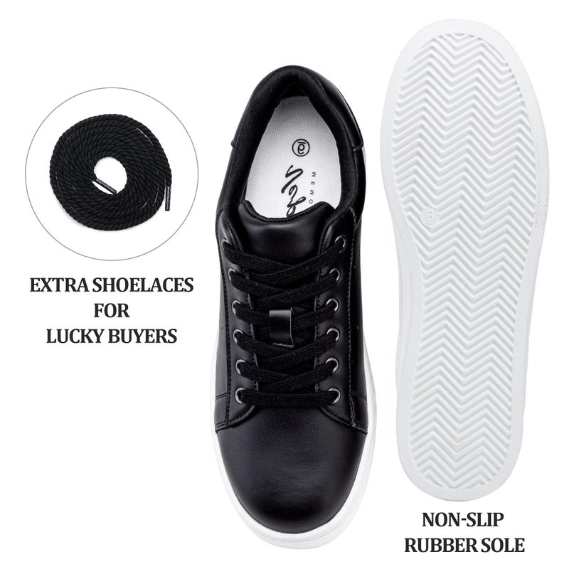 Vepose Women's Black Fashion Casual Sneakers, Laces Trendy Sneakers Low Platform with PU Leather, All Black, Size 8 US - Comfortable Walking Shoes (CJY8002 Black 08) - Image 5