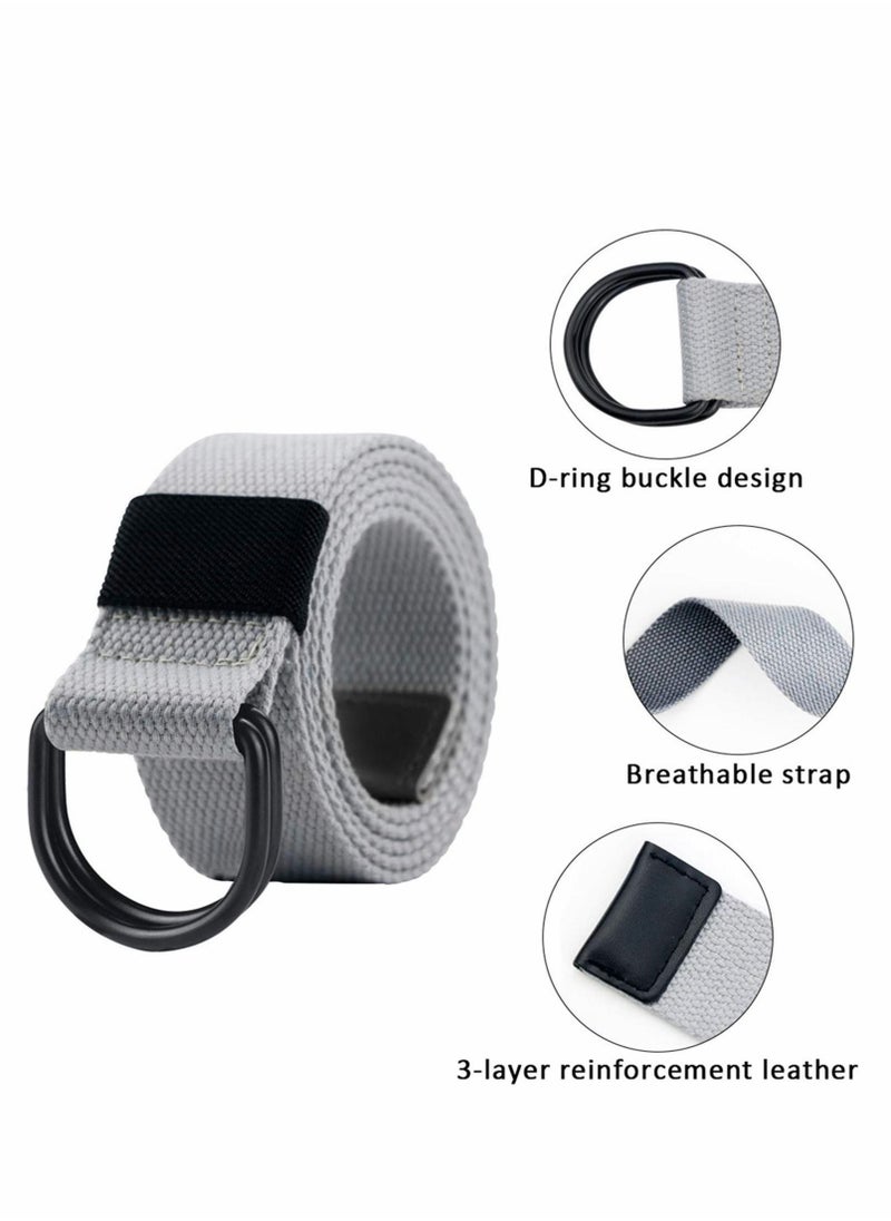 KASTWAVE - Canvas Belt, 2PCS Double D-ring Web Belt for Men Women Casual Adjustable Outdoor Sports Soft, Comfortable and Durable Quality Canvas, Black, Khaki - Image 1