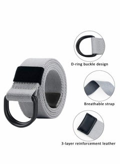 KASTWAVE Canvas Belt, 2PCS Double D-ring Web Belt for Men Women Casual Adjustable Outdoor Sports Soft, Comfortable and Durable Quality Canvas, Black, Khaki  - Image 2