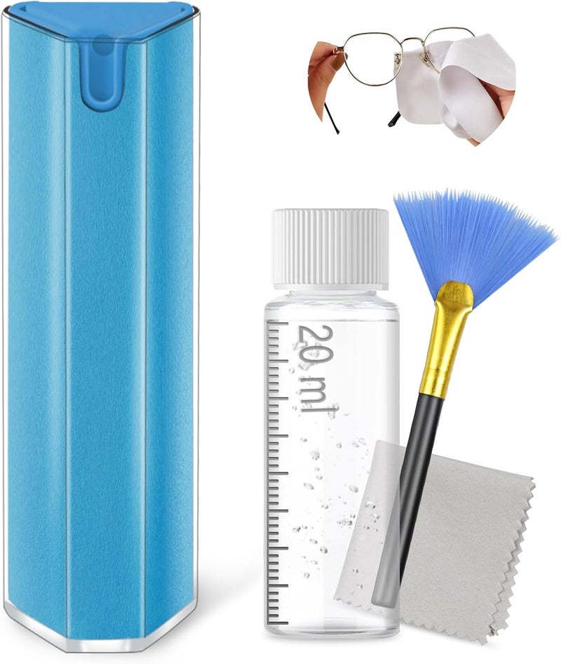 JiaTeums Screen Cleaner 18 ml + 20 ml for LED, TFT, Plasma and Much More Spray Bottle, Triangular Screen Cleaner Spray, Display Cleaner (Blue) - Image 1