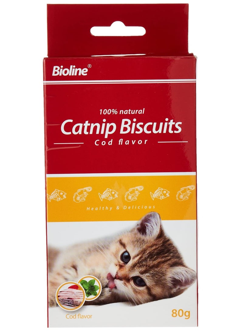 Bioline Catnip Biscuits 100% Natural Cat Treats 80g (Salmon Flavor & Cod Flavor) - Image 4