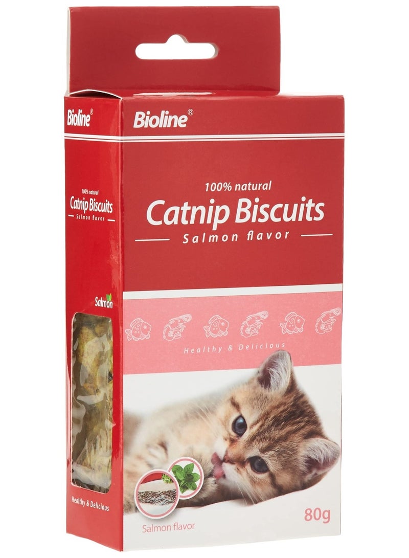 Bioline Catnip Biscuits 100% Natural Cat Treats 80g (Salmon Flavor & Cod Flavor) - Image 5