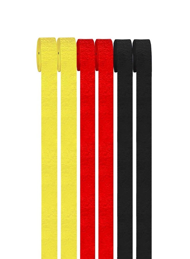 WOPARTY Black Red and Yellow Crepe Paper Streamers 1.8 Inch 6 Rolls Party Decorations,a roll of 82ft Per Volume for Birthday Party Decoration - Image 1
