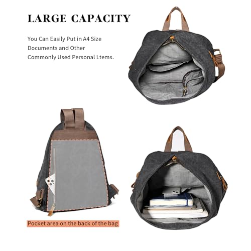 KL928 Canvas Vintage Backpack â€“ Large Casual Daypack Outdoor Travel Rucksack Hiking Backpacks for Men Women - Image 4