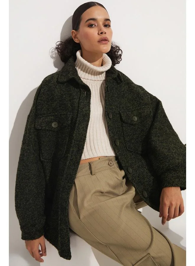 جون June Exclusive  Pocket Detailed Thick Jacket Khaki