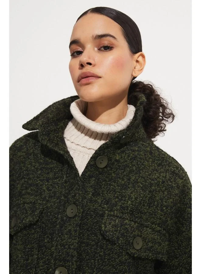 جون June Exclusive  Pocket Detailed Thick Jacket Khaki