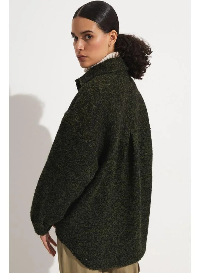 جون June Exclusive  Pocket Detailed Thick Jacket Khaki