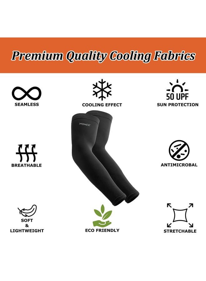 YQXCC UV Sun Protection Arm Sleeves - UPF 50 Compression Cooling Arm Warmers for Men & Women (2 Black + 2 Gray) - Image 5