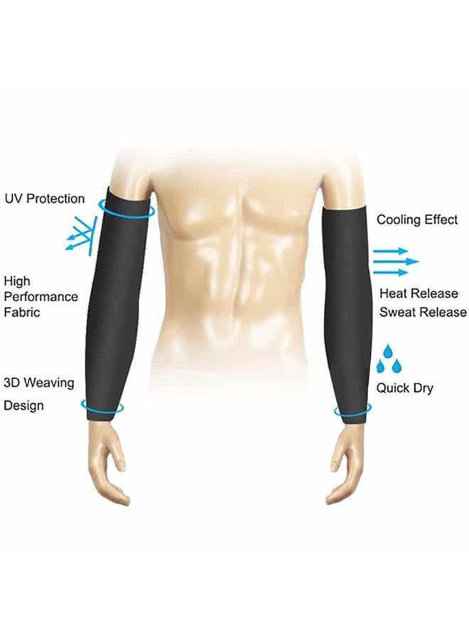 YQXCC UV Sun Protection Arm Sleeves - UPF 50 Compression Cooling Arm Warmers for Men & Women (2 Black + 2 Gray) - Image 4